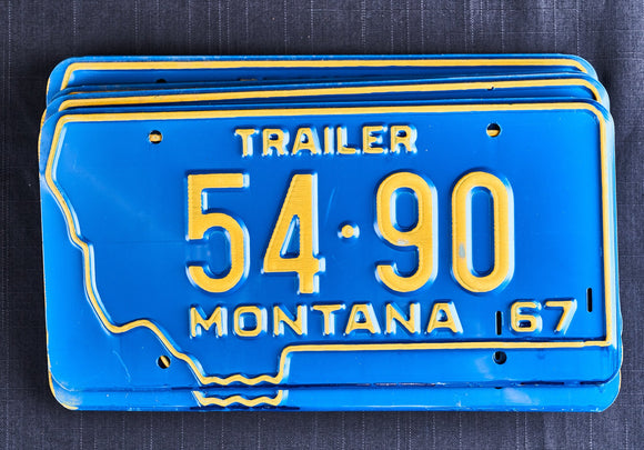 Trailer License Plate, 1967, Montana, Plate Number 54*90 - Roadshow Collectibles