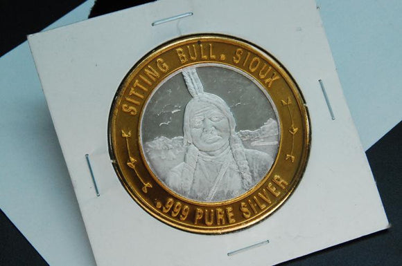 999 Silver Coin Ingot Sitting Bull Sioux United Native American Series - Roadshow Collectibles