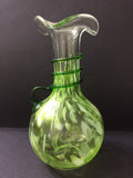 Murano Style Green Glass Vase, Ruffled Lip, Bulb Base - Roadshow Collectibles