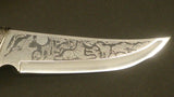 Hunting Knife, Large Etched Blade, Cut Out Howling Wolf Grip - Roadshow Collectibles
