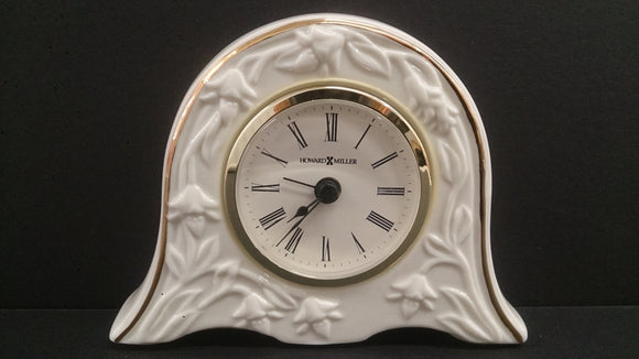 Desktop Clock, Quartz, Howard Miller, White Ceramic, Model 645-150 - Roadshow Collectibles