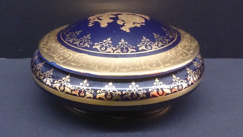 Limoges Porcelain Trinket Box Cobalt Blue & 22K Gilt Gold, From