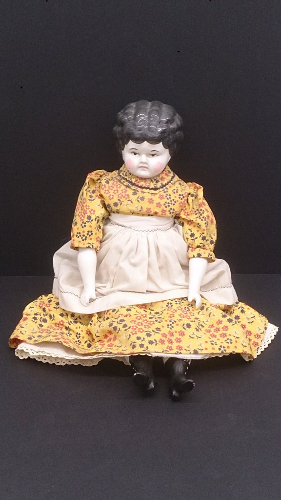 Hertwig Porcelain Doll Head Arms Booted Feet Glazed Cotton Dress