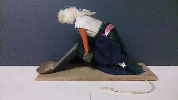Doll Primitive Hand-Made, Pull Action Of Woman Using Clothes Scrubber - Roadshow Collectibles
