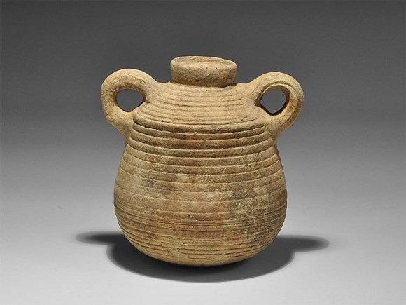 Squat Clay Jar Ribbing Raised Rim Two Handles 1st Century BC Jerusalem - Roadshow Collectibles