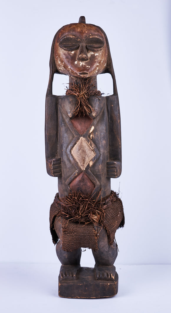 Chokwe Tribe Wood Carving, Full Female Figure, Natural Fibers Used - Roadshow Collectibles