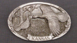 Belt Buckle, By H. Bryant, 1990, Kansas, Forest Scene, Wild Turkeys - Roadshow Collectibles