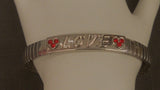 Stretchable Bracelet, Embossed Love, Two Hearts, Six Red Stones - Roadshow Collectibles