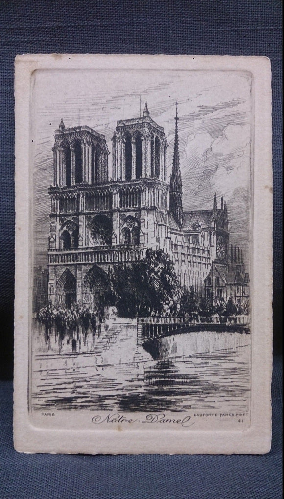 Notre Dame Cathedral, Paris, Etching On Parchment, By Charles Pinet - Roadshow Collectibles