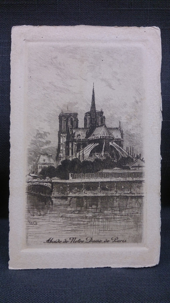 Notre Dame Cathedral, Paris, France, Etching On Parchment - Roadshow Collectibles