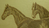 Engraved Horse Print Black Stallion & Mare, Matte Framed