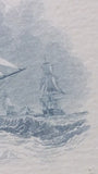 Vintage Schooners Maritime Print Matte Framed Engraved Art