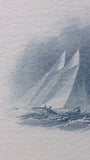 Engraved Printers Proof Topsail Schooners in Rough Waters Matte Framed