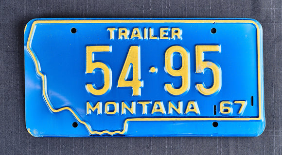 Trailer License Plate, 1967, Montana, Plate Number 54*95 - Roadshow Collectibles