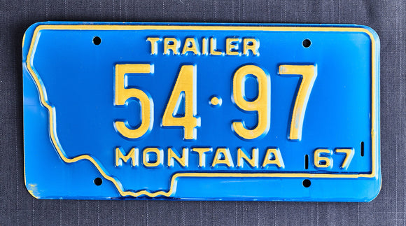 Trailer License Plate, 1967, Montana, Plate Number 54*97 - Roadshow Collectibles