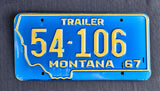 Trailer License Plate, 1967, Montana, Plate Number 54*106 - Roadshow Collectibles