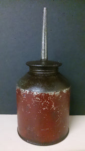 Oil Can, Round Base, Long Body Tapers In, Threaded Neck Vertical Spout - Roadshow Collectibles