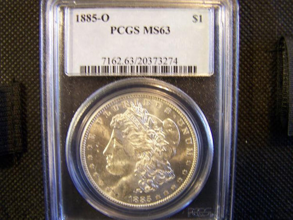 Morgan 1885 'O' Silver Dollar, Graded by PCGS Mint State MS63 - Roadshow Collectibles