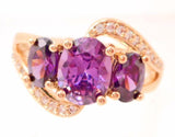 Ring, 18k Gold Filled, Purple Amethyst with White Topaz. - Roadshow Collectibles