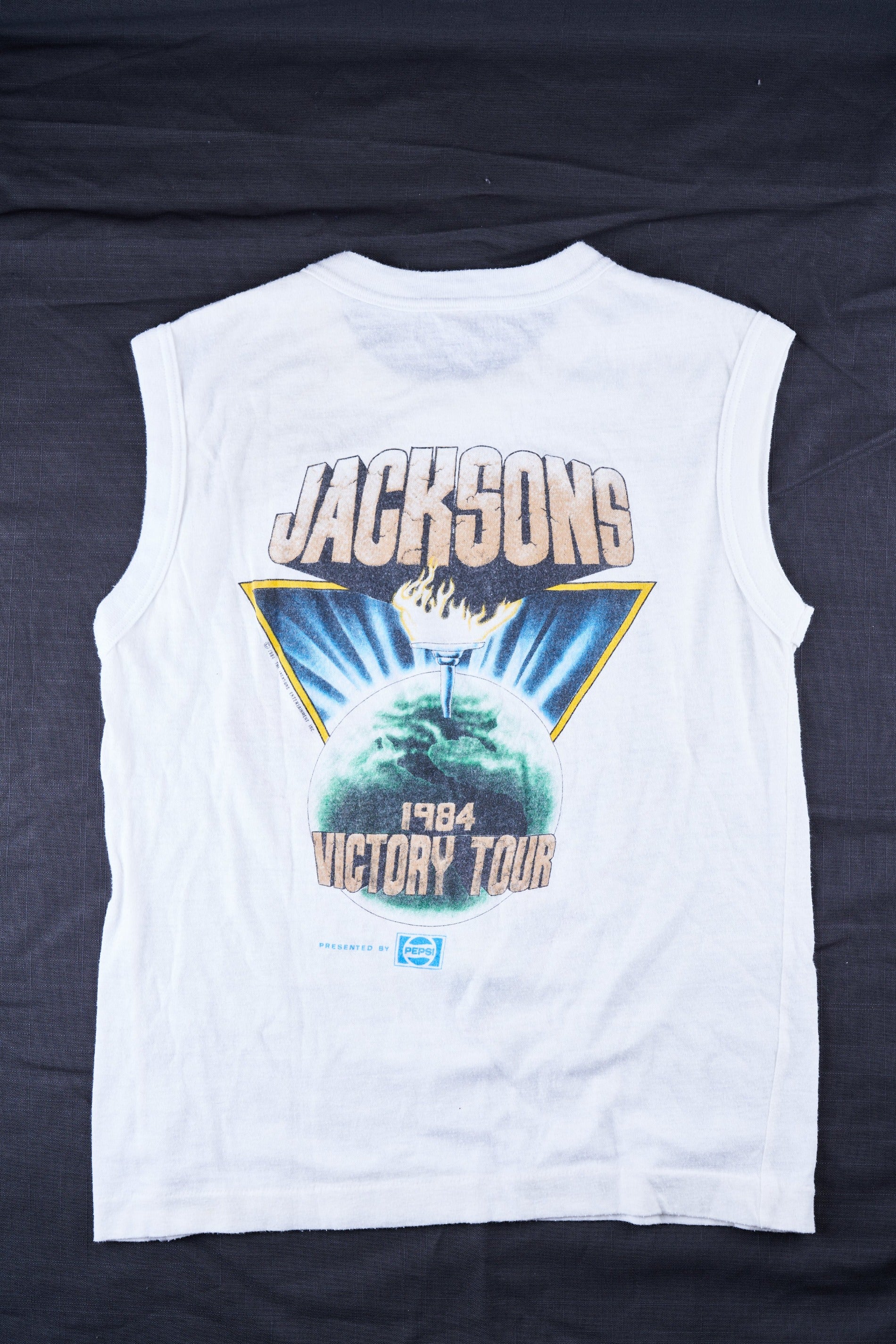Jackson's 1984 Victory Tour White Sleeveless T-Shirt, Adult Large