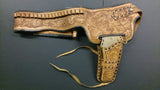 Tanned Leather Belt & Holster, Right Hand, Two-Toned, Floral Tooling - Roadshow Collectibles