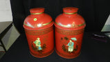 Two Large Asian Lidded Metal Urns with Beautiful Hand Painted Scenes - Roadshow Collectibles