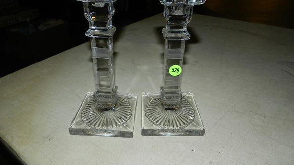 Candlestick Holders, a Pair, Etched Crystal - Roadshow Collectibles