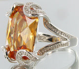 White Gold Vermeil Over Silver Ring, White & Orange Simulant Gemstones - Roadshow Collectibles