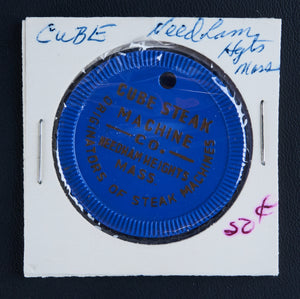 Poker Chip Advertising, Blue, Plastic, For Cube Steak Machine Co - Roadshow Collectibles
