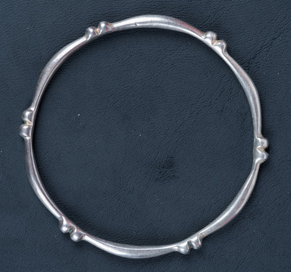 Sterling Silver Solid Bangle Bracelet, with Six Double Arched Humps - Roadshow Collectibles