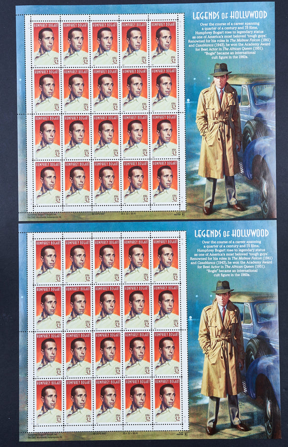 Humphrey Bogart, 1997, Block Of USA 20X32 Cent Stamps, Mint - Roadshow Collectibles