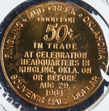 Trade Token, Ringling 50th Aniv, Mud Creek Oklahoma, 50 Cents In Trade - Roadshow Collectibles