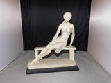Woman On Bench, Bonded Marble and Alabaster, By A. Santini Sculptures - Roadshow Collectibles