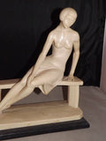 Woman On Bench, Bonded Marble and Alabaster, By A. Santini Sculptures - Roadshow Collectibles