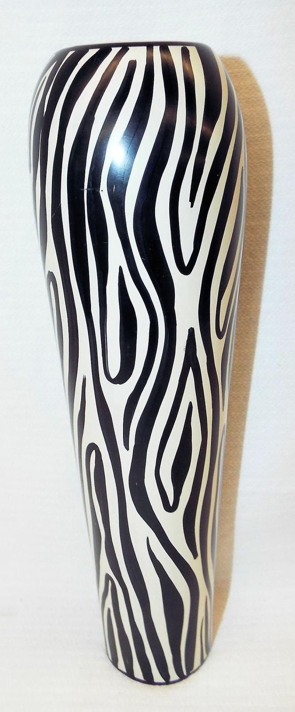 Studio Ceramic Vase, Black and White Zebra Design Pattern - Roadshow Collectibles