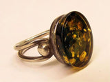 Ring, Sterling Silver Amber Ring, Unique Shape, and Colours - Roadshow Collectibles