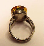Ring, Sterling Silver Amber Ring, Unique Shape, and Colours - Roadshow Collectibles