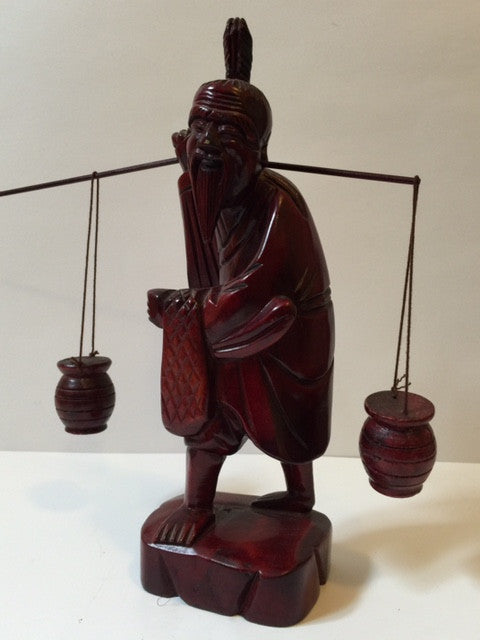 Japanese Fisherman, Catch Of The Day, Hand Carved Redwood - Roadshow Collectibles