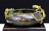 Chinese Bronze Censer Bowl, Two Dragons On Opposite Ends Of Bowl Rim - Roadshow Collectibles