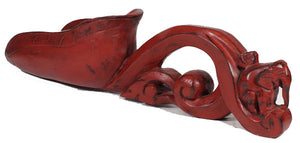 Burmese Rice Scooper, Teakwood, Hand Carved, Red Lacquer Ware - Roadshow Collectibles