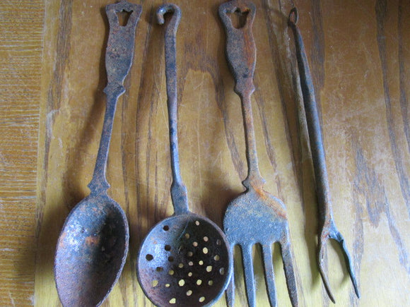 Kitchen Utensil Set, 4 Pieces, Handmade, Cast Iron - Roadshow Collectibles