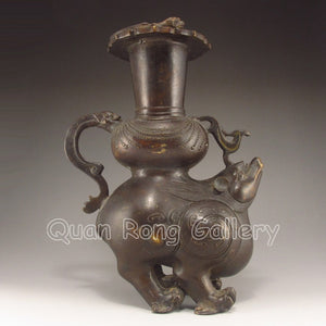 Chinese Bronze Copper Mouse Beast, Dragon, Xi Zun Wine Vessel - Roadshow Collectibles