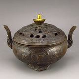 Chinese Bronze Censer, Tripod Base, Squat Body, Dome Cover with Finial - Roadshow Collectibles