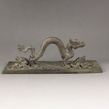 Chinese Bronze Dragon Paper Weight, Three Dragons, Clouds, Sun - Roadshow Collectibles