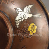 Japanese Mixed Metal Bowl, Silver and Gold Inlaid Birds and Flowers - Roadshow Collectibles