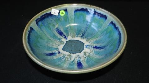 Studio Pottery Bowl, Large, Blues, Green & White, Signed, Mid-Century - Roadshow Collectibles