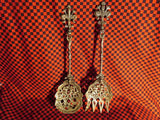 Montagnani Serving Fork & Spoon Set Brass, Marked Italy, 1891 To 1918  - Roadshow Collectibles