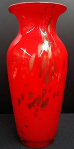 Murano Style Vase, Hand Blown Studio Art Glass, Iridescent Red & Gold - Roadshow Collectibles