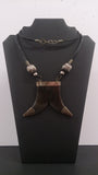 Necklace, African Tribal Horn Symbol, Leather, Silver Beads & Caps - Roadshow Collectibles