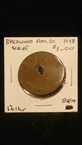 1948 Blackwood Fuel Company Inc, 1.00 Token, Blackwood, Virginia - Roadshow Collectibles